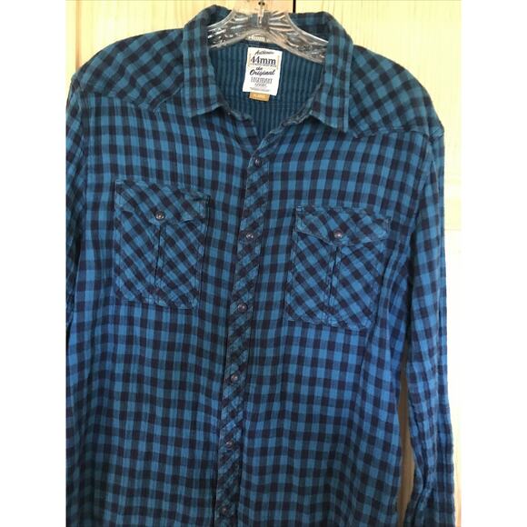 44mm Legendary Work Wear Original Vintage Men’s XL Blue Plaid Snap Button Shirt - Picture 7 of 16